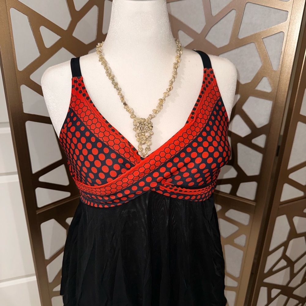 Source Unknown Black and Red Polka Dot Swim Coverup